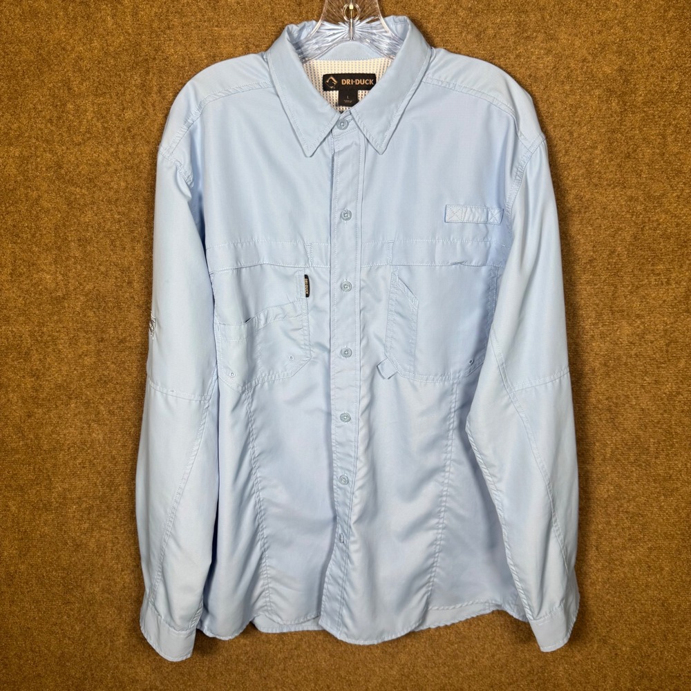 Dri Duck Catch Blue Vented Button Down Mens Large Hunting Fishing Quick Dry Gear